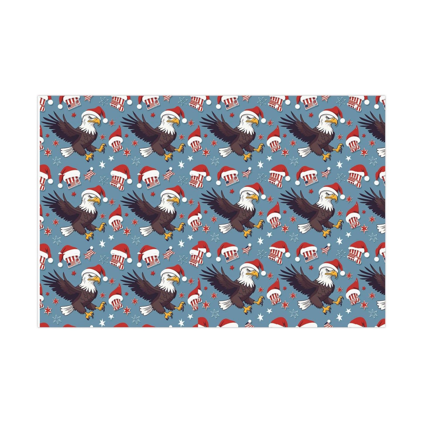 EAGLE SANTA HAT WRAPPING PAPER