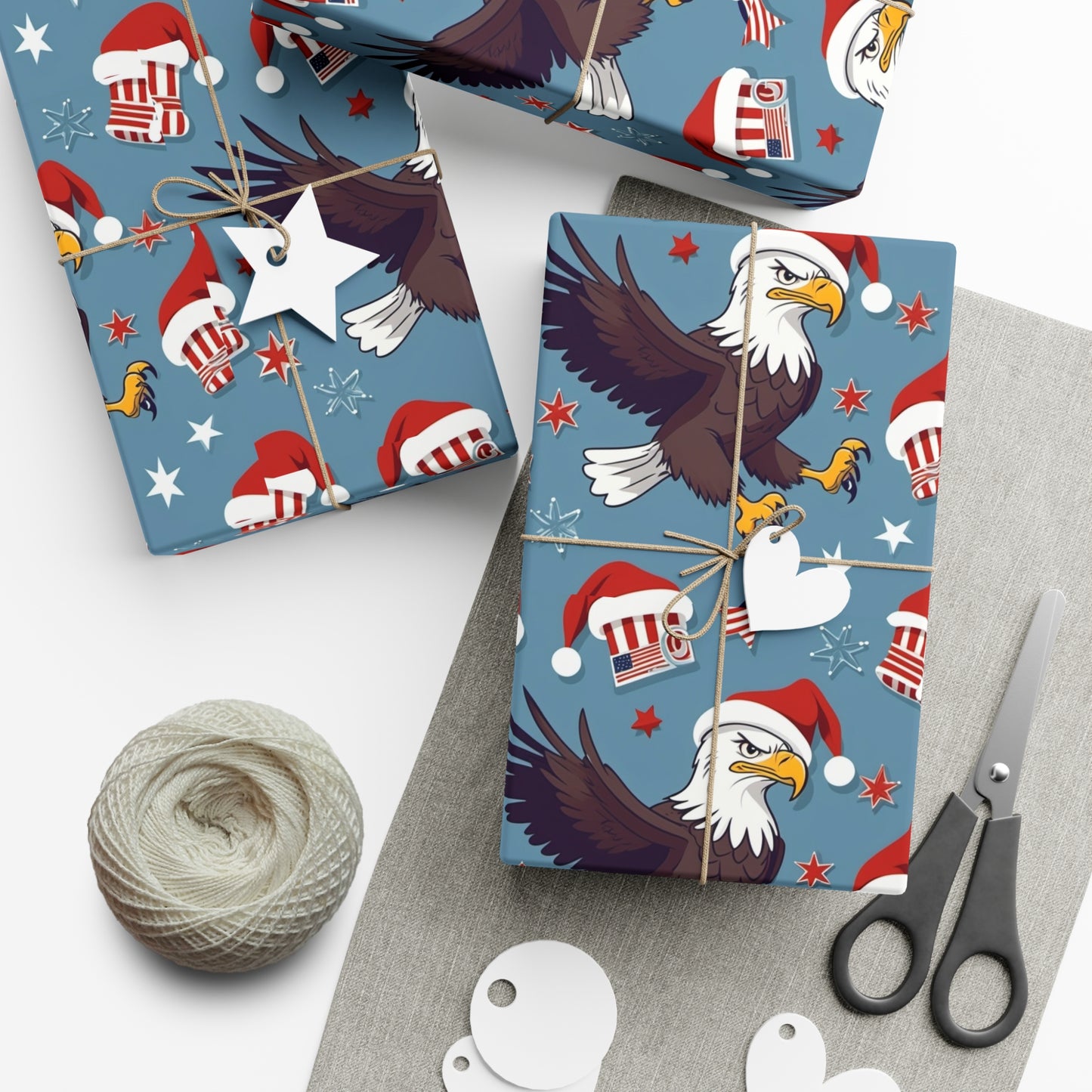 EAGLE SANTA HAT WRAPPING PAPER