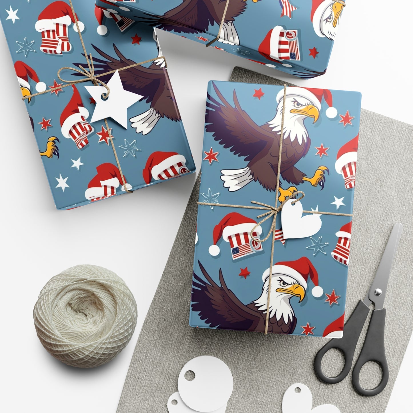 EAGLE SANTA HAT WRAPPING PAPER