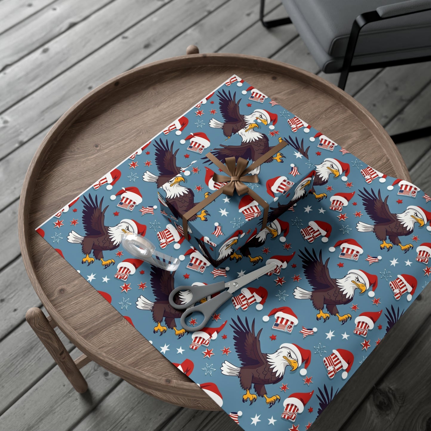 EAGLE SANTA HAT WRAPPING PAPER