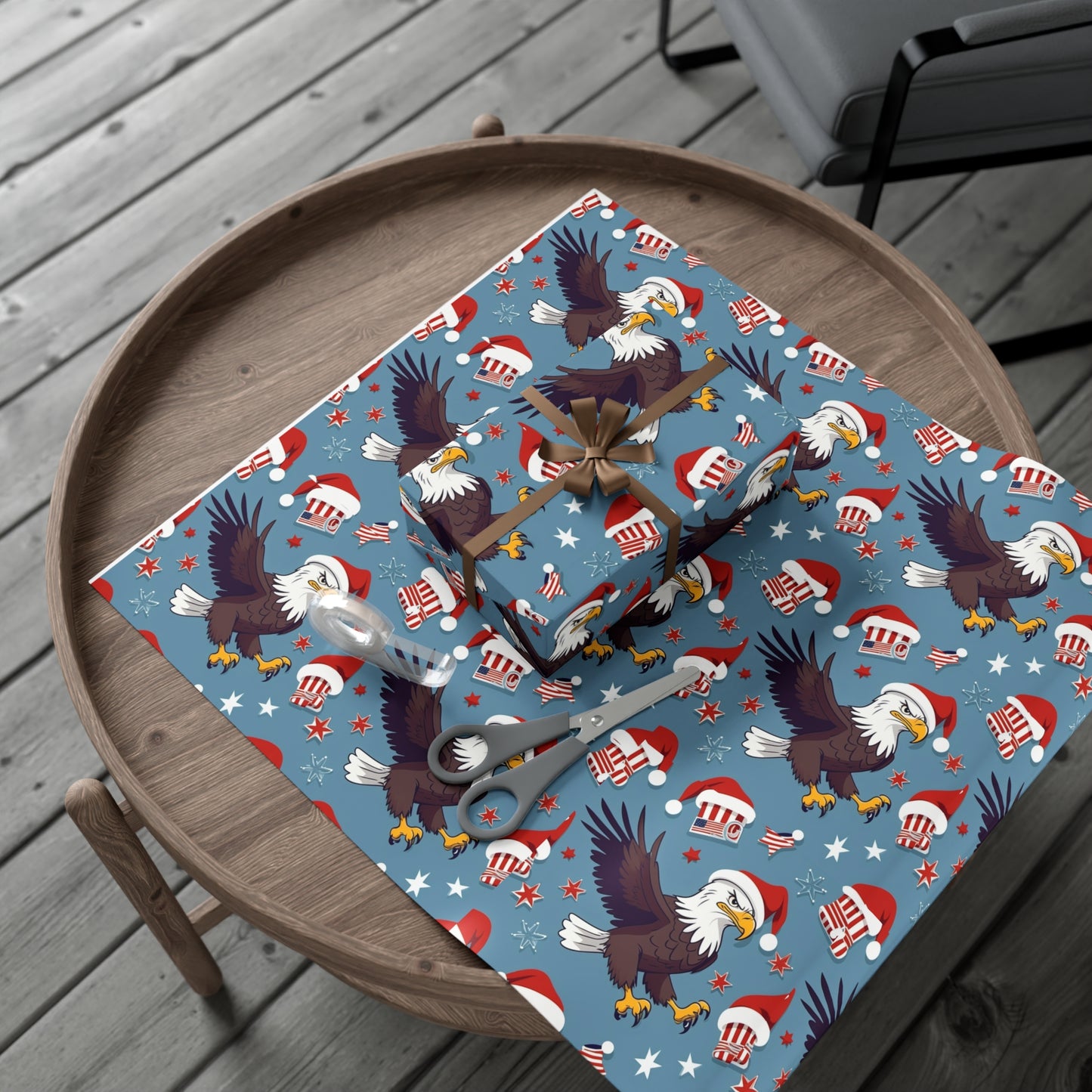 EAGLE SANTA HAT WRAPPING PAPER